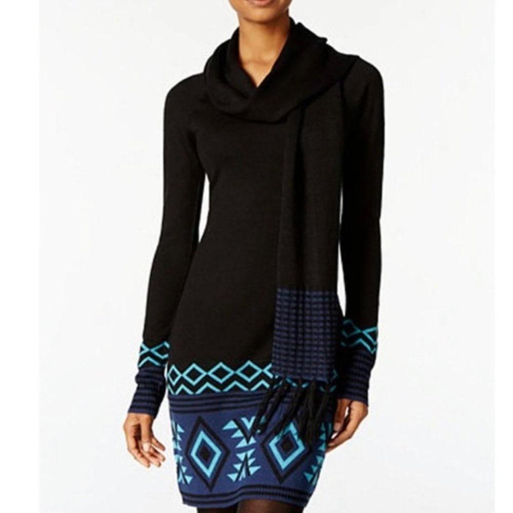 Energie Juniors Small Patty Sweater Dress with scarf NWT